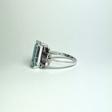 9ct White Gold Aquamarine, Ruby and Diamond Ring