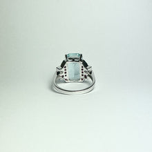 9ct White Gold Aquamarine, Ruby and Diamond Ring