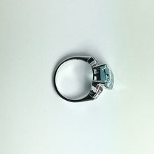 9ct White Gold Aquamarine, Ruby and Diamond Ring