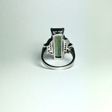 9ct White Gold Green Tourmaline, Ruby and Diamond Ring