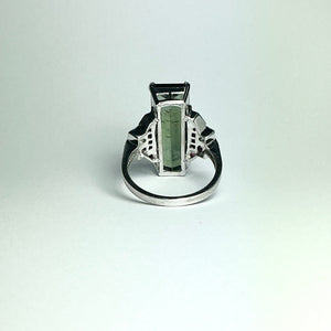 9ct White Gold Green Tourmaline, Ruby and Diamond Ring