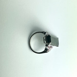 9ct White Gold Green Tourmaline, Ruby and Diamond Ring