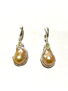 Sterling Silver Baroque Pearls with Peridot