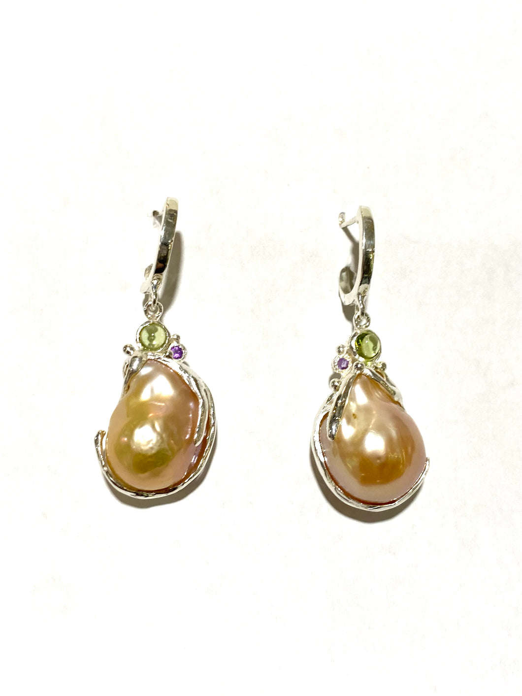 Sterling Silver Baroque Pearls with Peridot