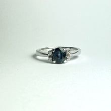 9ct White Gold Teal Sapphire and Diamond Ring