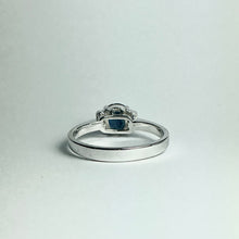 9ct White Gold Teal Sapphire and Diamond Ring