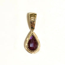 9ct Yellow Gold Ruby and Diamond Teardrop Pendant