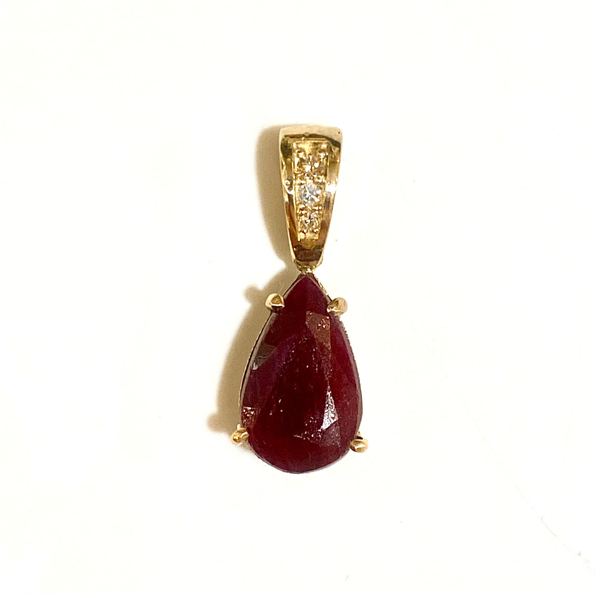 9ct Yellow Gold Ruby and Diamond Pendant