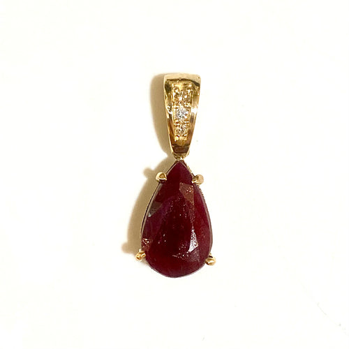 9ct Yellow Gold Ruby and Diamond Pendant
