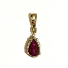 9ct Yellow Gold Ruby and Diamond Claw Set Pendant