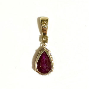 9ct Yellow Gold Ruby and Diamond Claw Set Pendant