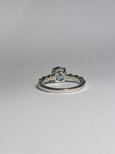 Aquamarine Ring in Sterling Silver with CZ