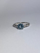 Aquamarine Ring in Sterling Silver with CZ