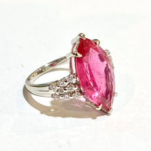 14ct White Gold Marquis Pink Tourmaline and Diamond Ring