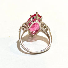 14ct White Gold Marquis Pink Tourmaline and Diamond Ring