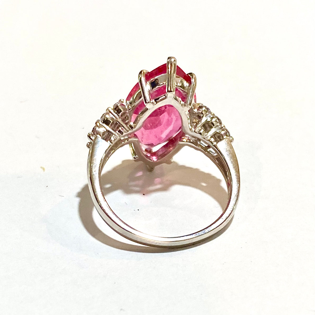 14ct White Gold 5ct Marquis Pink Tourmaline and Diamond Ring