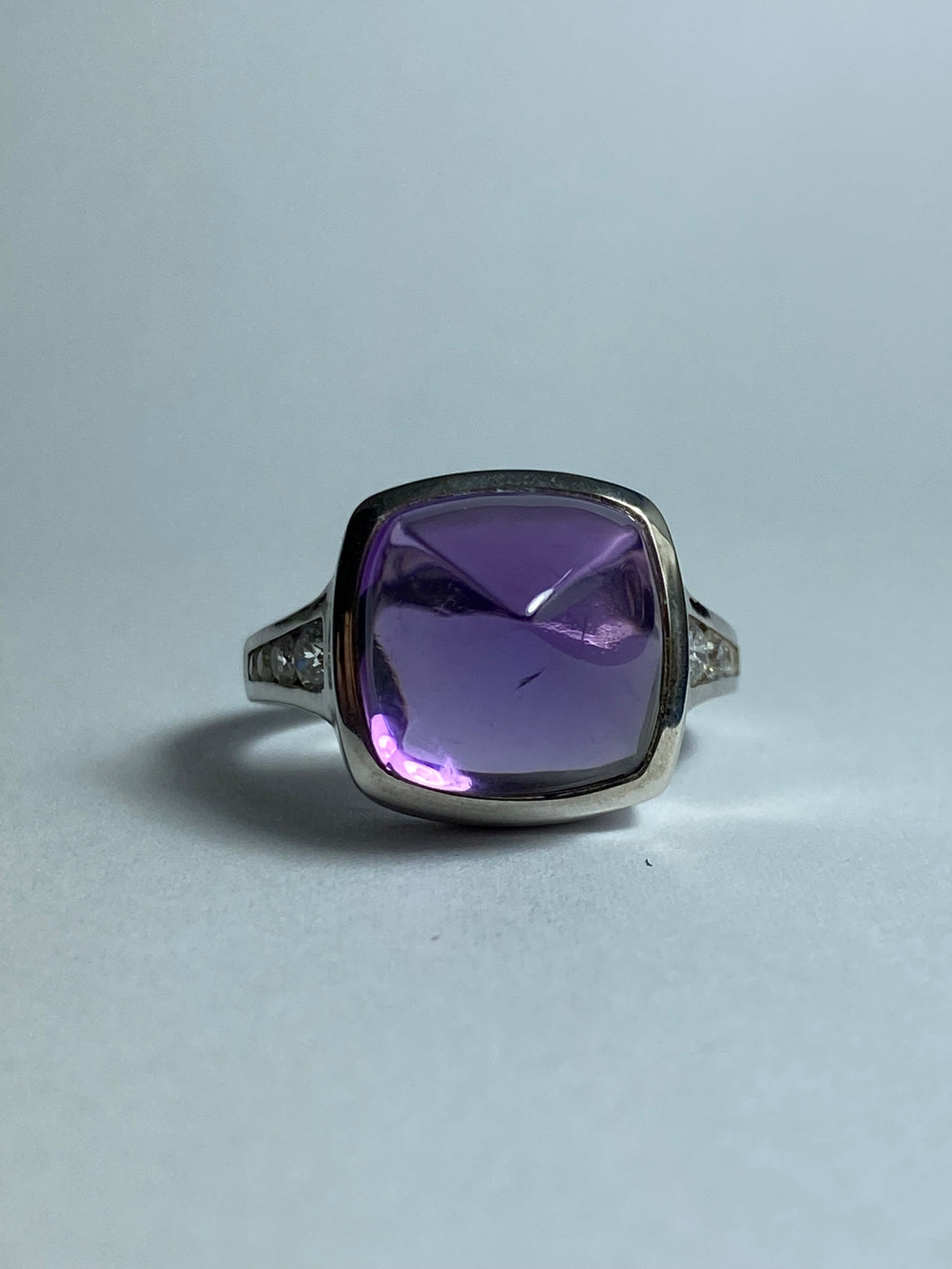 Amethyst and CZ Ring in Sterling Silver