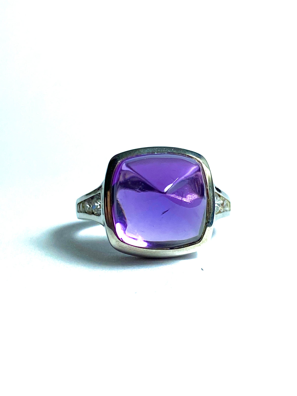 Amethyst and CZ Ring in Sterling Silver