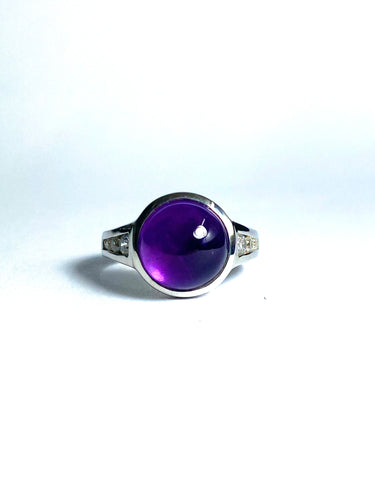 Amethyst and CZ Ring in Sterling Silver