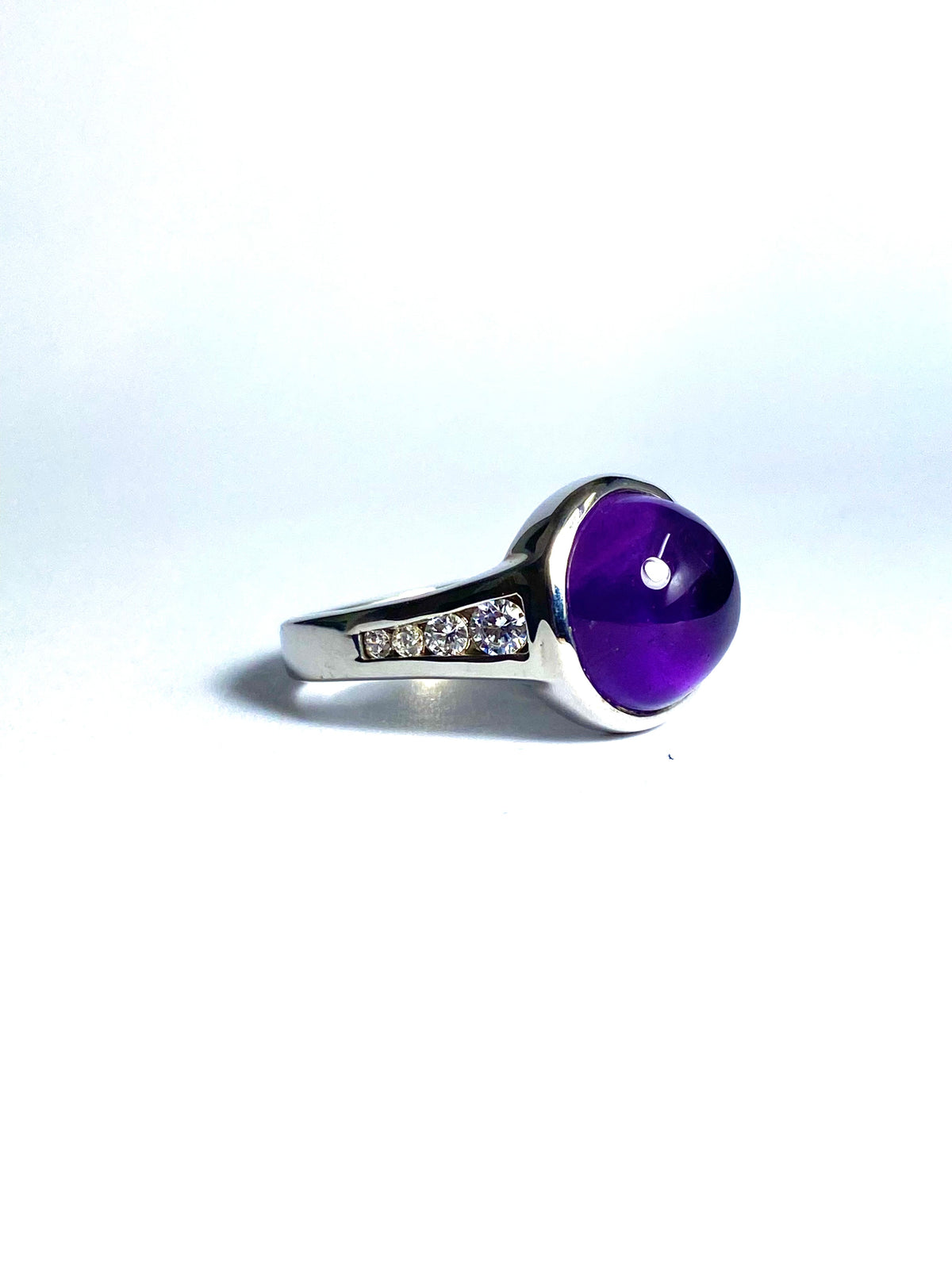 Amethyst and CZ Ring in Sterling Silver