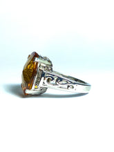 Citrine with CZ Ring in Sterling Silver