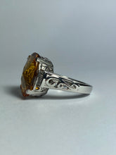 Citrine with CZ Ring in Sterling Silver