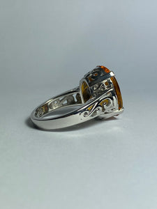 Citrine with CZ Ring in Sterling Silver