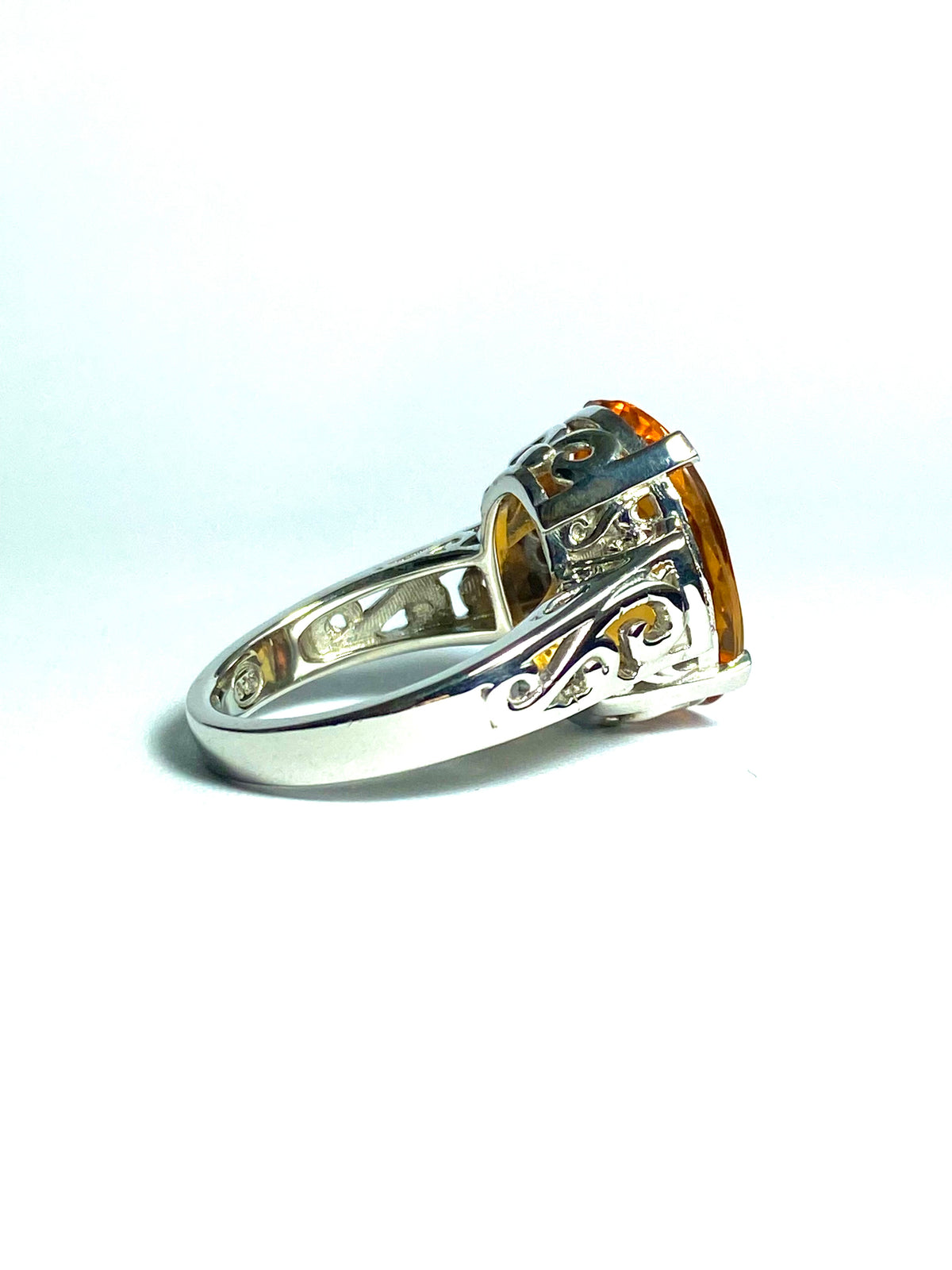 Citrine with CZ Ring in Sterling Silver