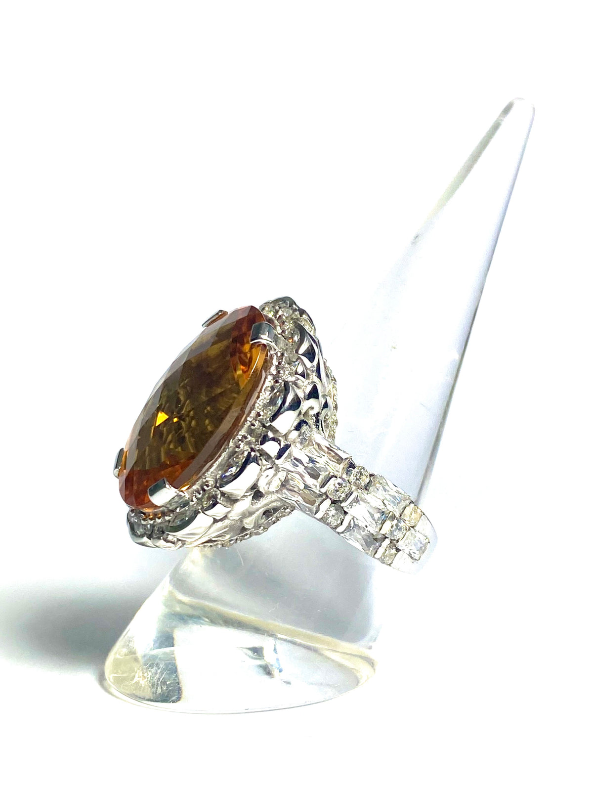 Citrine with CZ in Sterling Silver