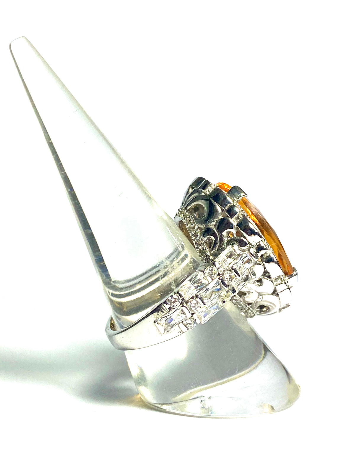 Citrine with CZ in Sterling Silver