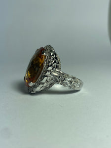 Citrine with CZ in Sterling Silver