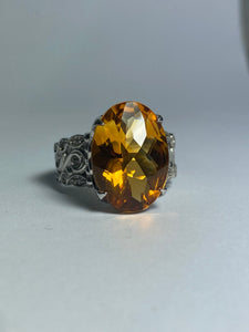 Citrine with CZ in Sterling Silver