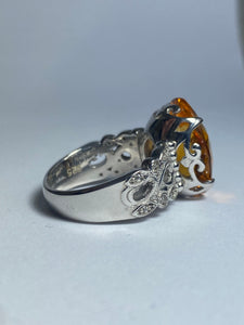 Citrine with CZ in Sterling Silver