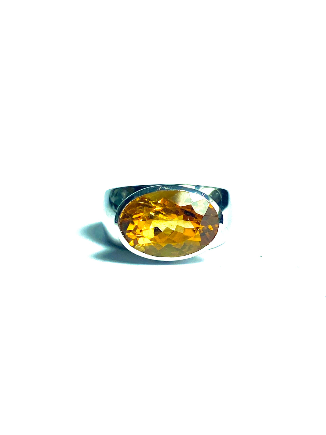 Citrine with CZ Ring in Sterling Silver