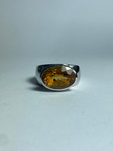 Citrine with CZ Ring in Sterling Silver