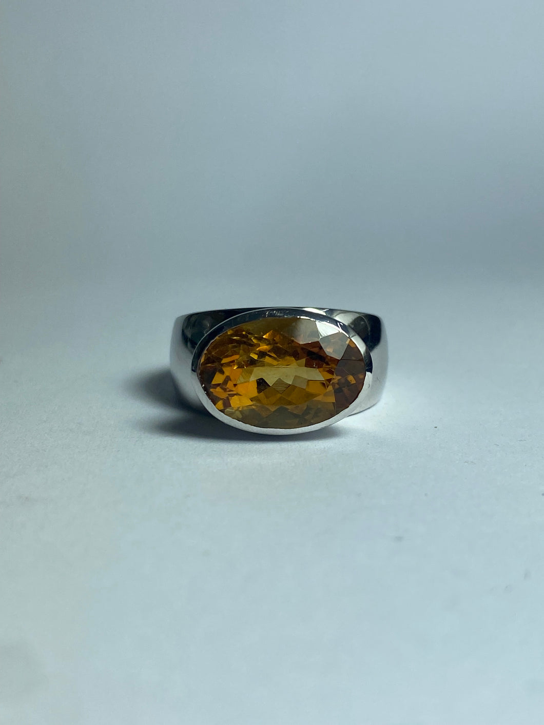 Citrine with CZ Ring in Sterling Silver