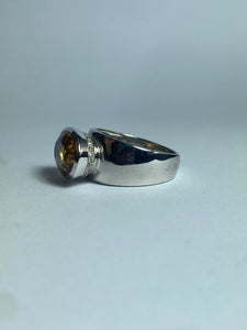 Citrine with CZ Ring in Sterling Silver
