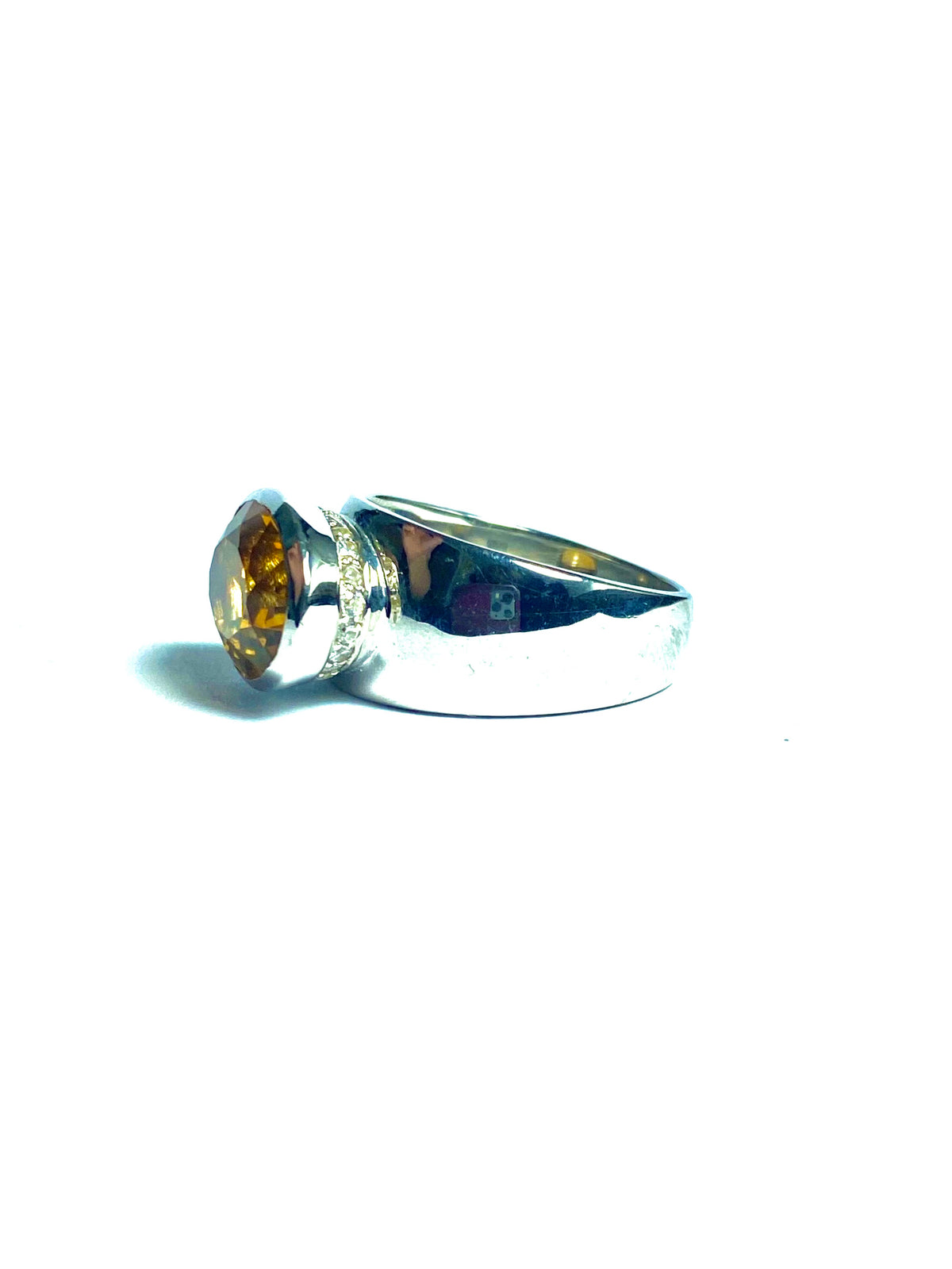 Citrine with CZ Ring in Sterling Silver