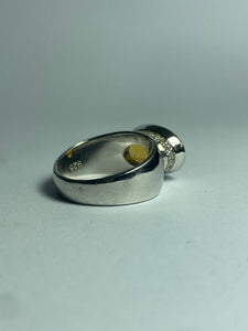 Citrine with CZ Ring in Sterling Silver