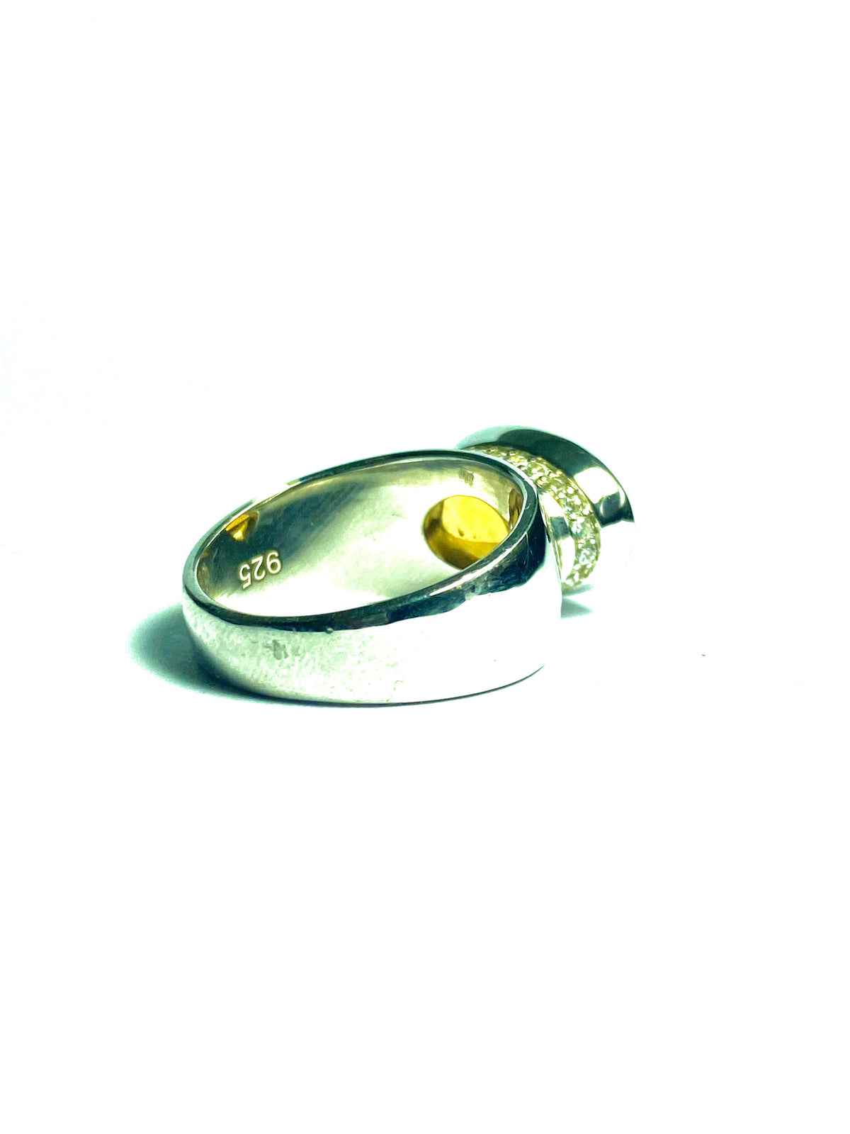 Citrine with CZ Ring in Sterling Silver
