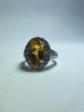 Citrine Ring with CZ in Sterling Silver