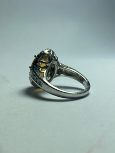 Citrine Ring with CZ in Sterling Silver