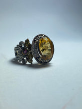 Citrine, Amethyst Ring with CZ in Sterling Silver
