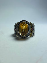 Citrine, Amethyst Ring with CZ in Sterling Silver