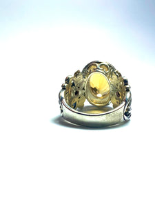 Citrine, Amethyst Ring with CZ in Sterling Silver