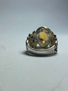 Citrine, Amethyst Ring with CZ in Sterling Silver