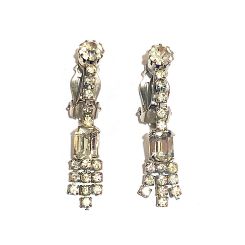 Vintage Crystal Drop Clip On Earrings