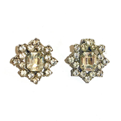 Vintage Crystal Clip On Earrings