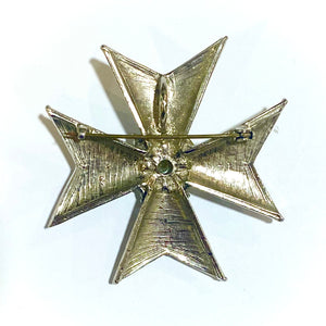 Vintage Maltese Cross Faux Pearl Brooch