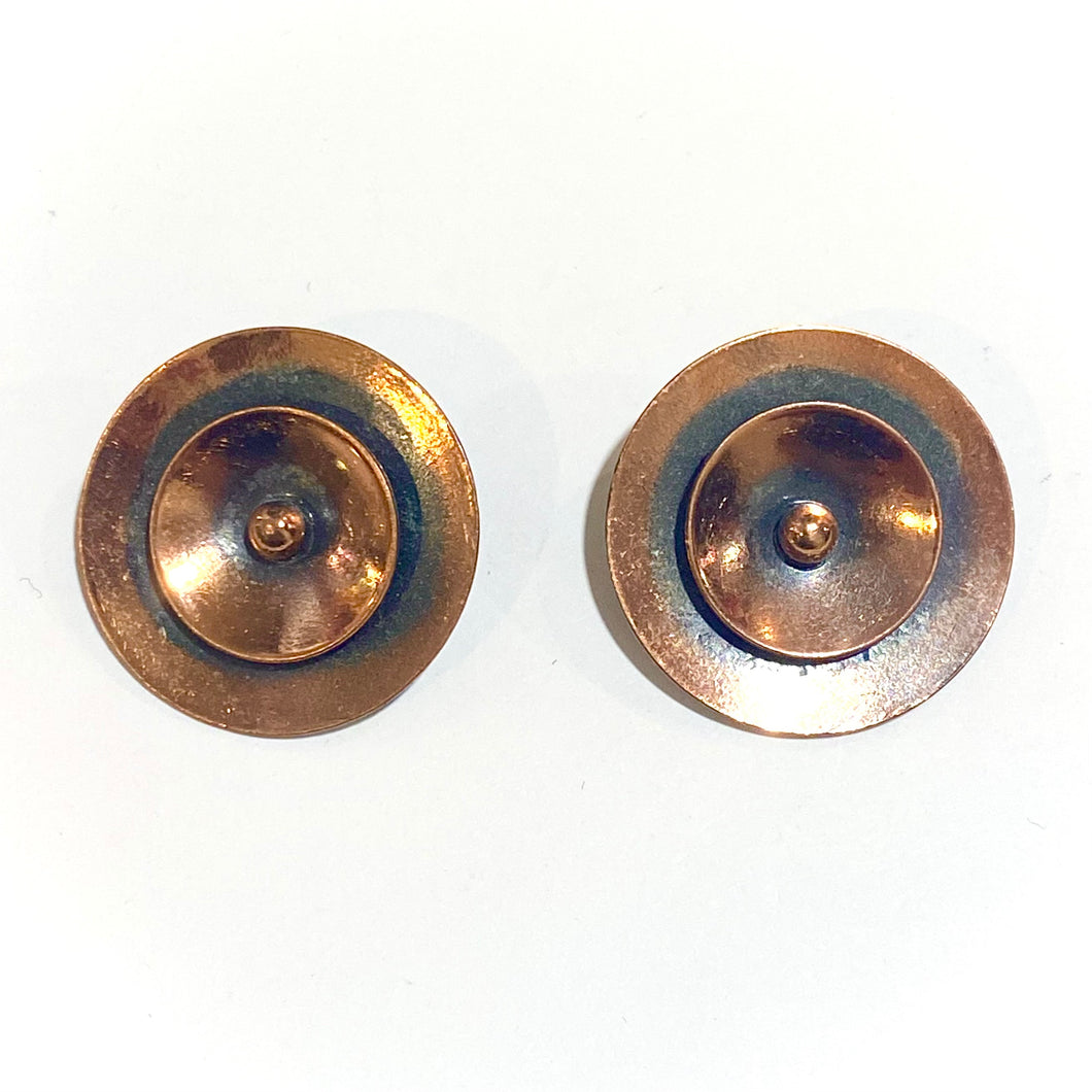 Copper Modernist Clip On Earrings